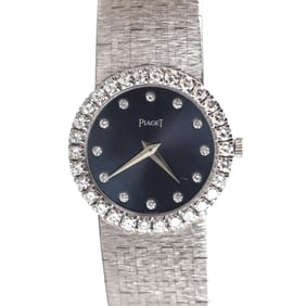 1970's Piaget Gold Diamond Hematite Dial Watch 9190 A 6