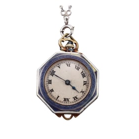 Vintage Gold Guilloché Enamel Pocket Watch
