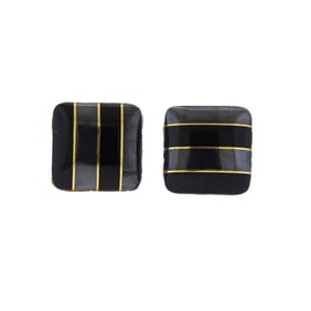 Tiffany & Co Black Jade Hematite Gold Inlay Earrings
