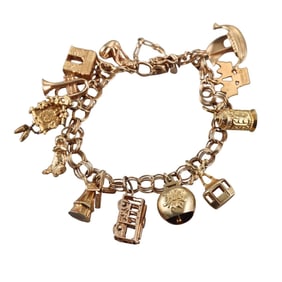 1960s 14k Gold Charm Bracelet