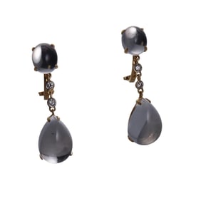 18k Gold Diamond Crystal Drop Earrings