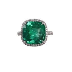 Certified 10.85ct Colombian Emerald Platinum Diamond Ring