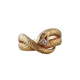 18k Gold Diamond Snake Ring