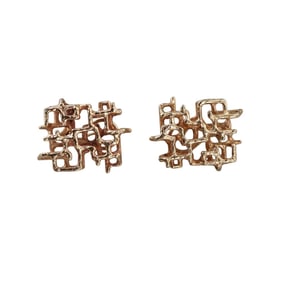 1970s Modernist 14k Yellow Gold Earrings
