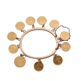 Antique 14k 22k Gold American Love Token Coin Bracelet