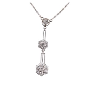 14k Gold Diamond Flower Pendant Necklace