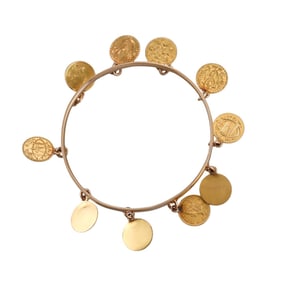 Antique 18k 22k Gold American Coin Love Token Bracelet