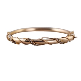 Antique 14k Gold Seed Pearl Bangle Bracelet