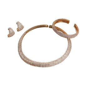 Adler 45ctw Diamond 18k Gold Necklace Bracelet Earrings Suite
