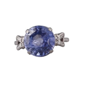 Platinum 5.97ct Cornflower Sapphire Diamond Ring