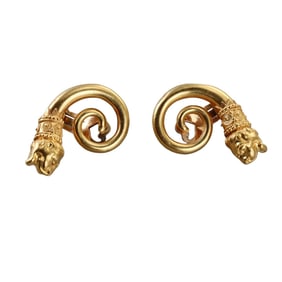 Lalaounis Greece 22k Gold Chimera Earrings