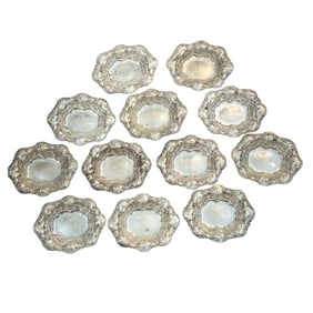 Whiting Art Nouveau Sterling Silver Poppy Flower Bowl Set of 12 6202