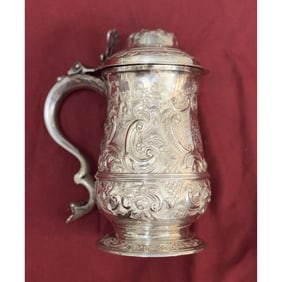 1885 English Antique Silver Trophy Tankard
