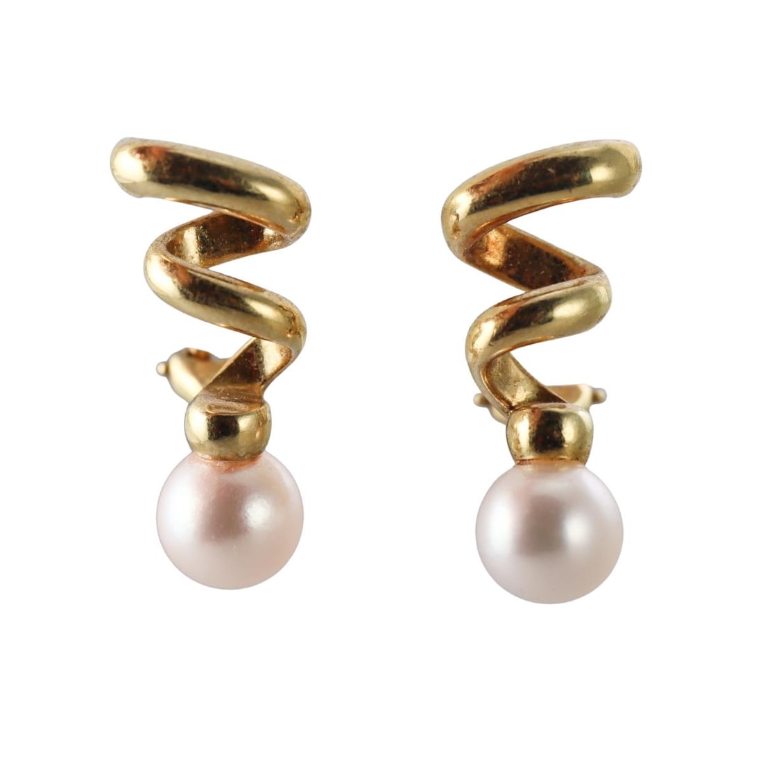 Tiffany & Co 18k Gold Pearl Spiral Earrings