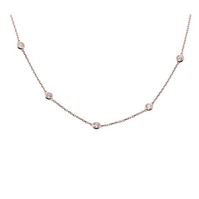 14k Rose Gold 1.20ctw Diamond Station Necklace