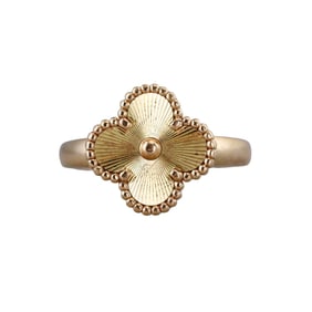 Van Cleef & Arpels Vintage Guilloché Alhambra Yellow Gold Ring