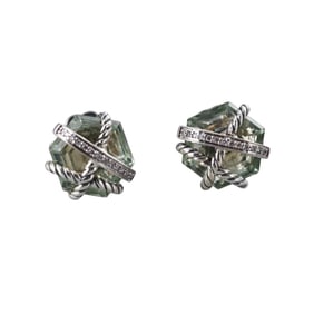 David Yurman Cable Wrap Prasiolite Diamond Silver Earrings