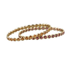 Ippolita 18k Yellow Gold Gelato Citrine Amethyst Bangle Bracelet Set of 2
