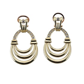 18k Gold Diamond Door Knocker Diamond Earrings