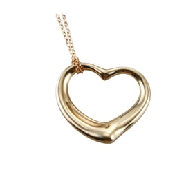 Tiffany & Co 18k Gold Elsa Peretti Large Open Heart Pendant Necklace