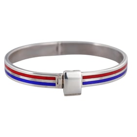 Gucci Vintage Silver Enamel Bangle Bracelet