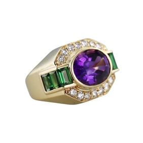 Lagos 18k Yellow Gold Diamond Amethyst Tourmaline Ring