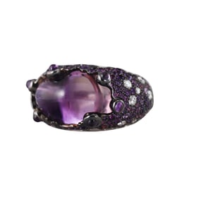 Roberto Coin Vulcano 18k Gold Diamond Amethyst Ring