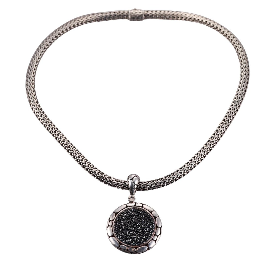 John Hardy Silver Black Sapphire Kali Circle Pendant Necklace (1 of 5)