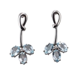 14k Gold Aquamarine Diamond Earrings