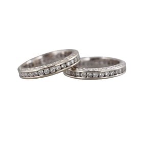 14k Gold Diamond Eternity Wedding band Ring Set of 2