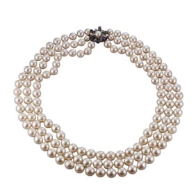 14k Gold Diamond Sapphire Akoya Pearl Necklace