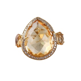 14k Gold Citrine Diamond Ring