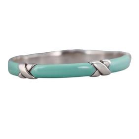 Tiffany & Co Silver Enamel Bangle X Bracelet
