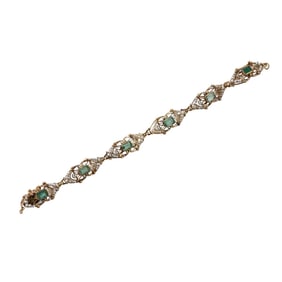 Antique 18k Gold Seed Pearl Emerald Bracelet
