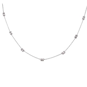 14k White Gold Diamond Station Necklace