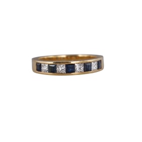 TIffany & Co 18k Gold Diamond Sapphire Band Ring
