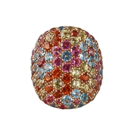 Pasquale Bruni 18k Gold Multicolor Gemstone Cocktail Ring