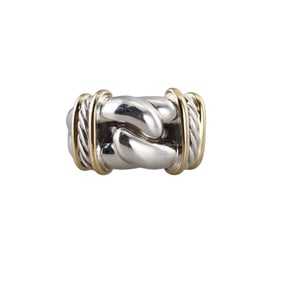 David Yurman Silver Gold Cable Knot Ring