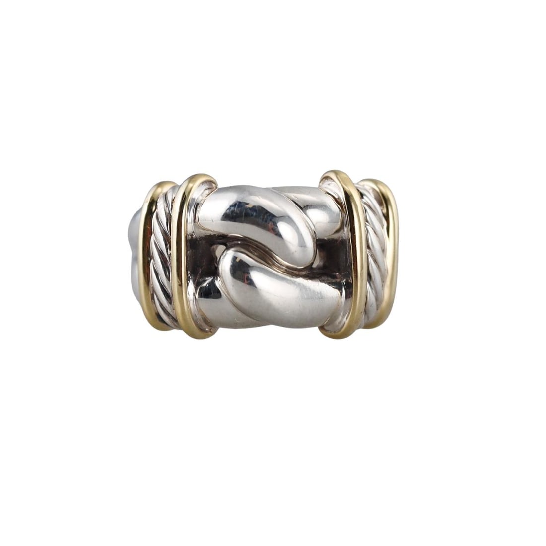 David Yurman Silver Gold Cable Knot Ring (1 of 5)