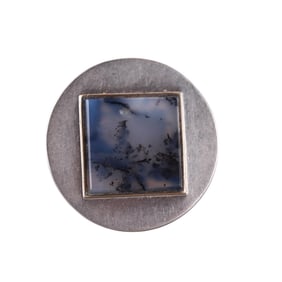 Modernist 1970s 18k Gold Dendritic Agate Ring