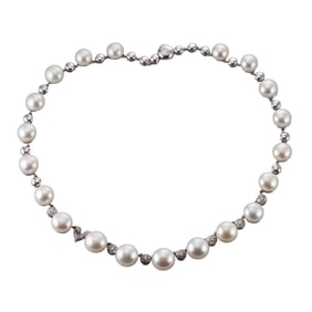 Chantecler 18k Gold Diamond Pearl Necklace