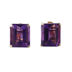 Retro 18k Gold 30ctw Amethyst Earrings