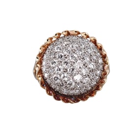 Mid Century 14k Gold Diamond Cocktail Ring