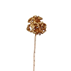 Antique Art Nouveau 18k Gold Diamond Saint George Stick Pin