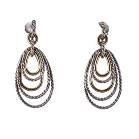 David Yurman Sterling Silver 14k Gold Drop Earrings