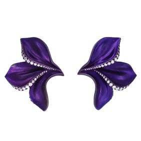 Alexis NY Titanium Peuple Diamond Leaf Earrings
