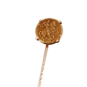 French Antique Saint George 18k Gold Stick Pin