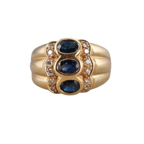 18k Gold Diamond Sapphire Ring