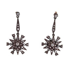 Silver Gold Diamond Snowflake Earrings