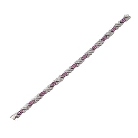 14k Gold Pink Sapphire Diamond Bracelet